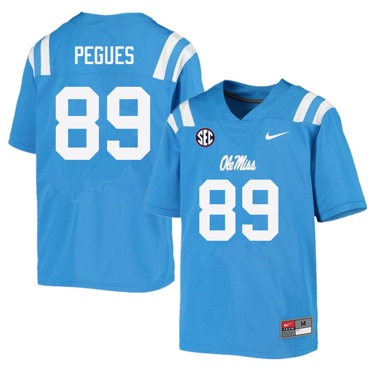 Ole Miss Rebels #89 JJ Pegues College Football Jerseys Sale-Power Blue